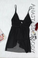 Load image into Gallery viewer, 2pc Black Lace Babydoll Set
